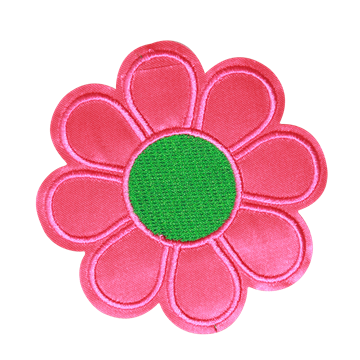 Strygemaerker blomst pink grøn barn
